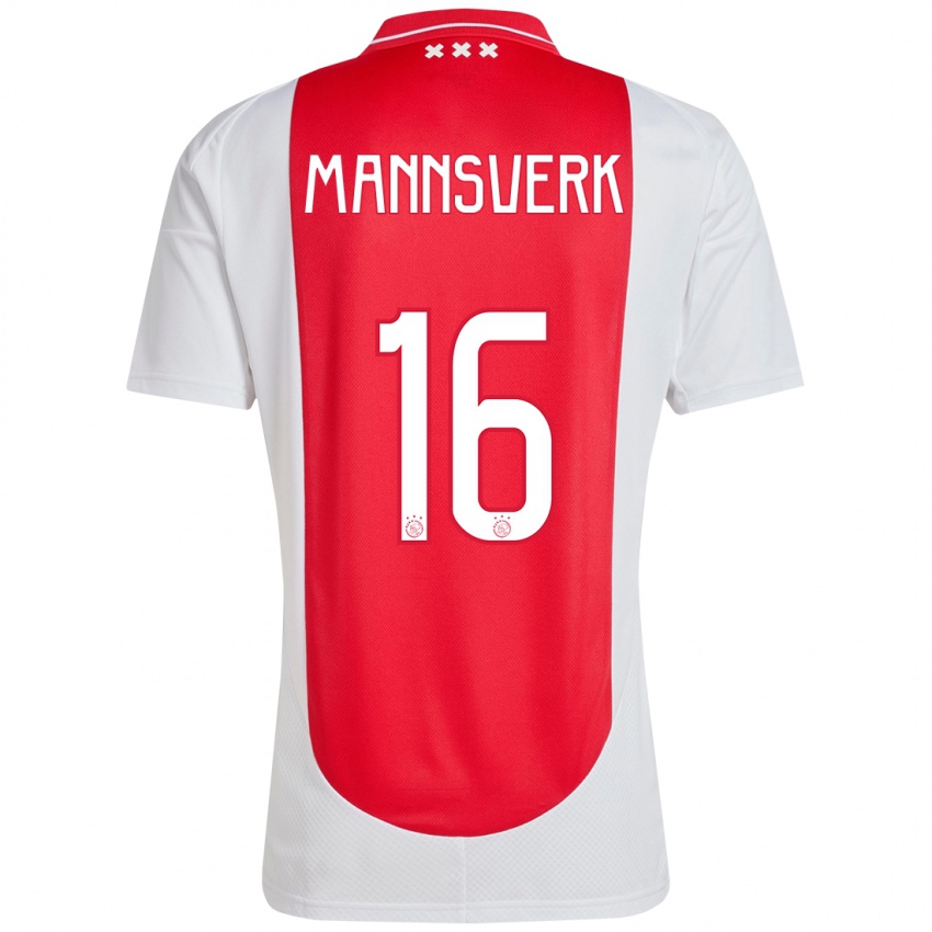 Niño Camiseta Sivert Mannsverk #16 Rojo Blanco 1ª Equipación 2024/25 La Camisa