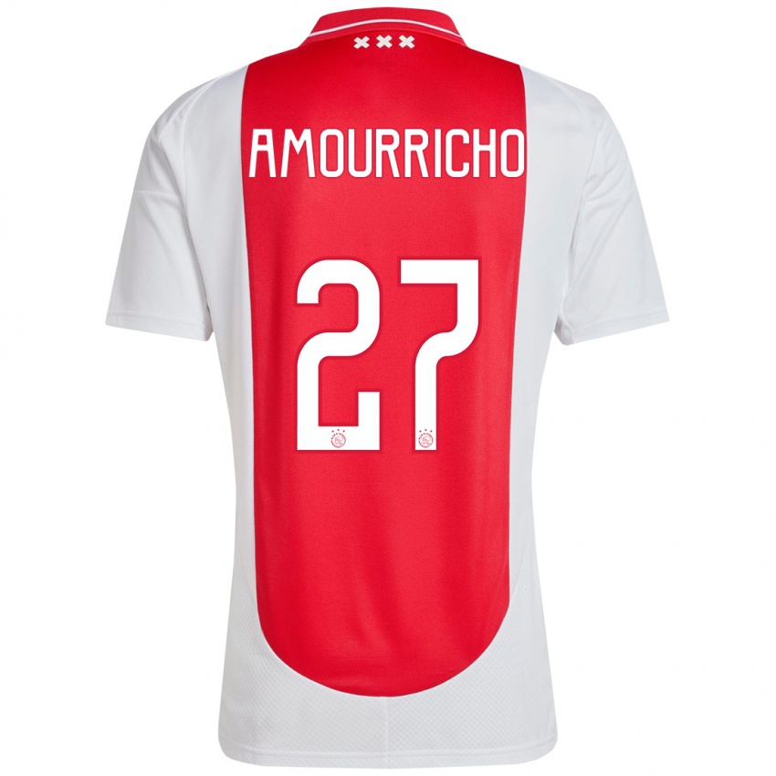 Niño Camiseta Amourricho Van Axel Dongen #27 Rojo Blanco 1ª Equipación 2024/25 La Camisa