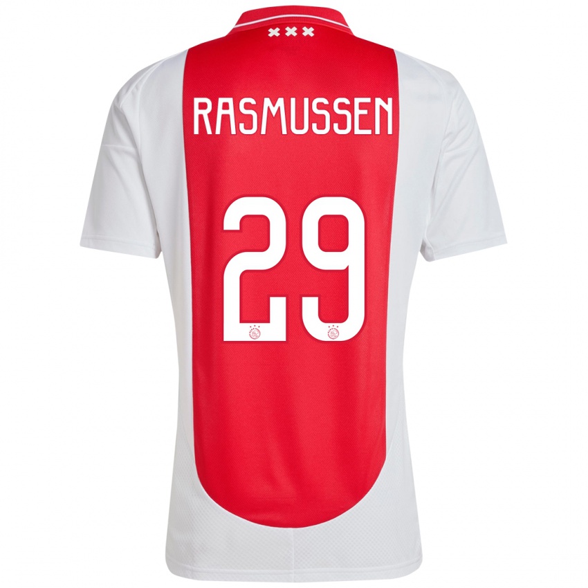 Niño Camiseta Christian Rasmussen #29 Rojo Blanco 1ª Equipación 2024/25 La Camisa