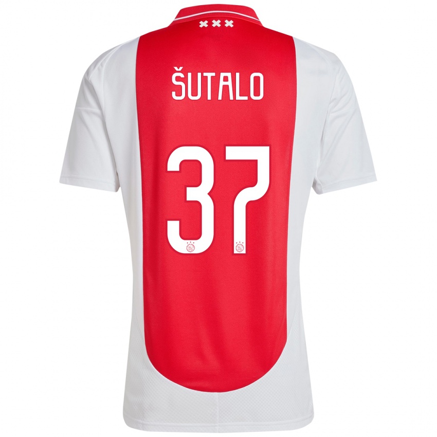 Niño Camiseta Josip Sutalo #37 Rojo Blanco 1ª Equipación 2024/25 La Camisa