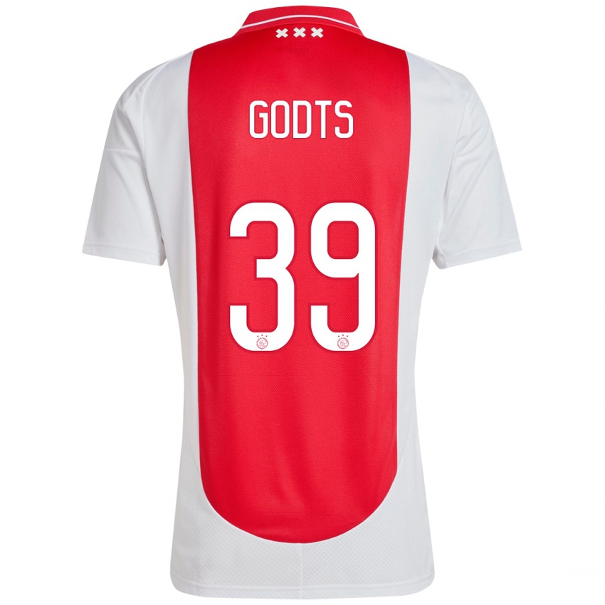 Niño Camiseta Mika Godts #39 Rojo Blanco 1ª Equipación 2024/25 La Camisa