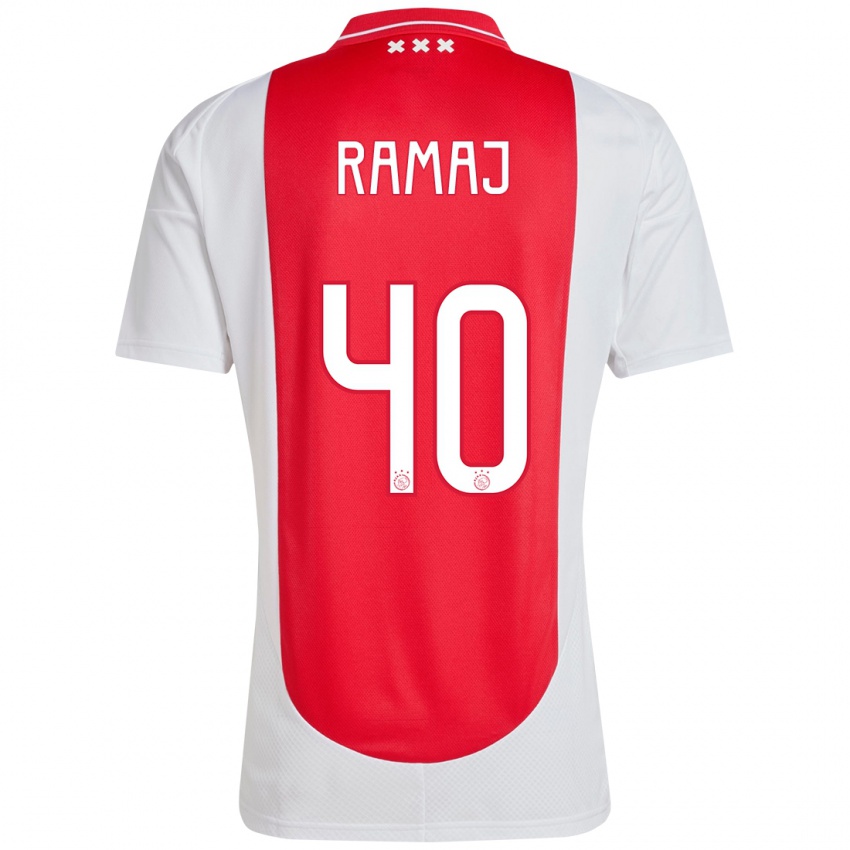 Niño Camiseta Diant Ramaj #40 Rojo Blanco 1ª Equipación 2024/25 La Camisa