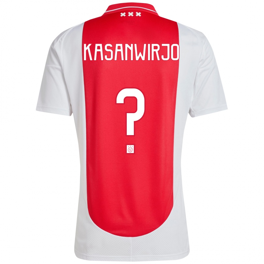 Niño Camiseta Kennynho Kasanwirjo #0 Rojo Blanco 1ª Equipación 2024/25 La Camisa