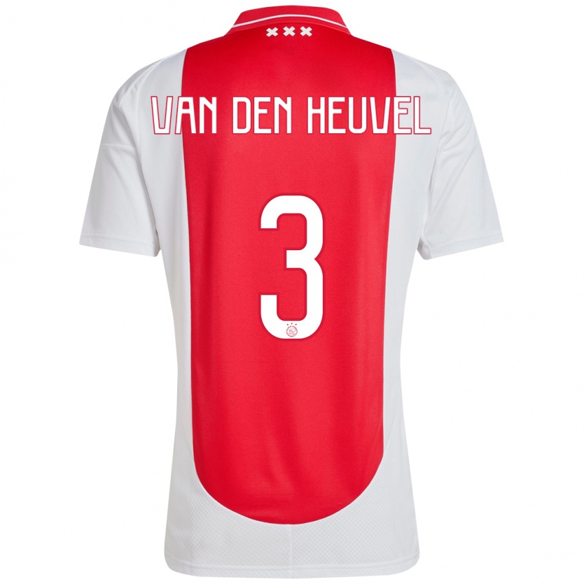 Niño Camiseta Nino Van Den Heuvel #3 Rojo Blanco 1ª Equipación 2024/25 La Camisa