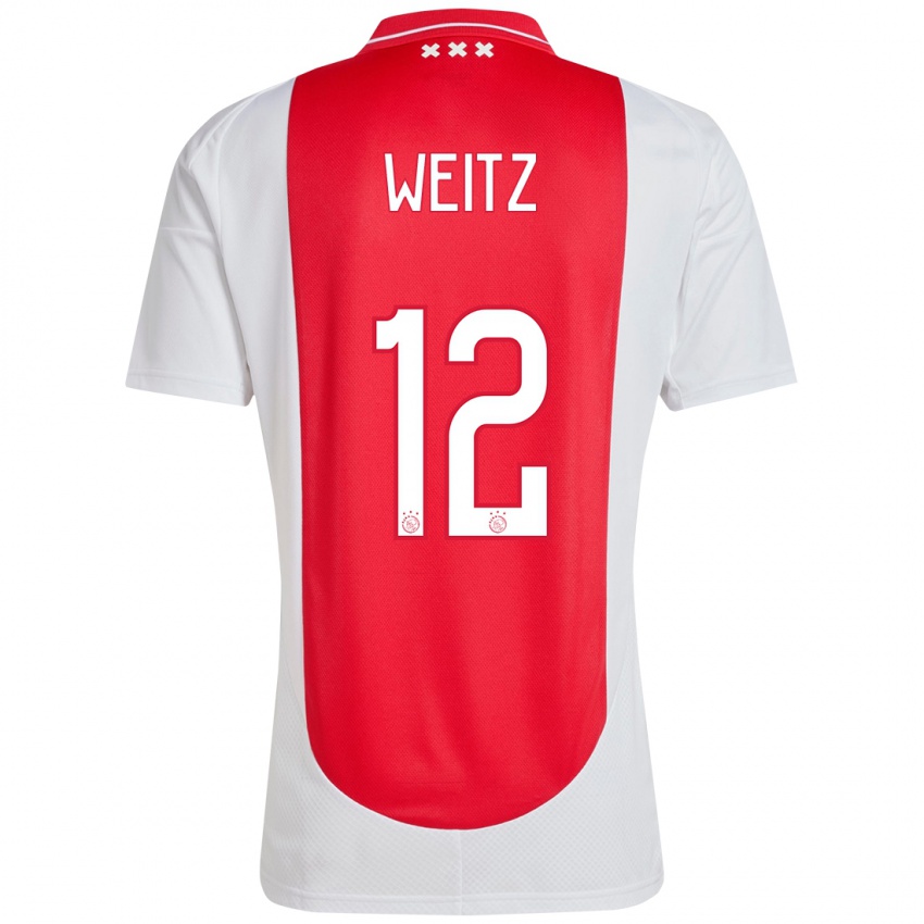 Niño Camiseta Axel Weitz #12 Rojo Blanco 1ª Equipación 2024/25 La Camisa