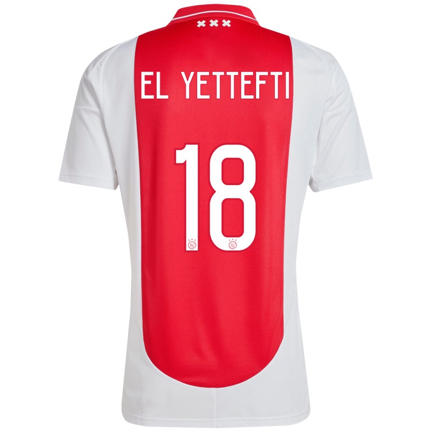 Niño Camiseta Adil Amghar El Yettefti #18 Rojo Blanco 1ª Equipación 2024/25 La Camisa