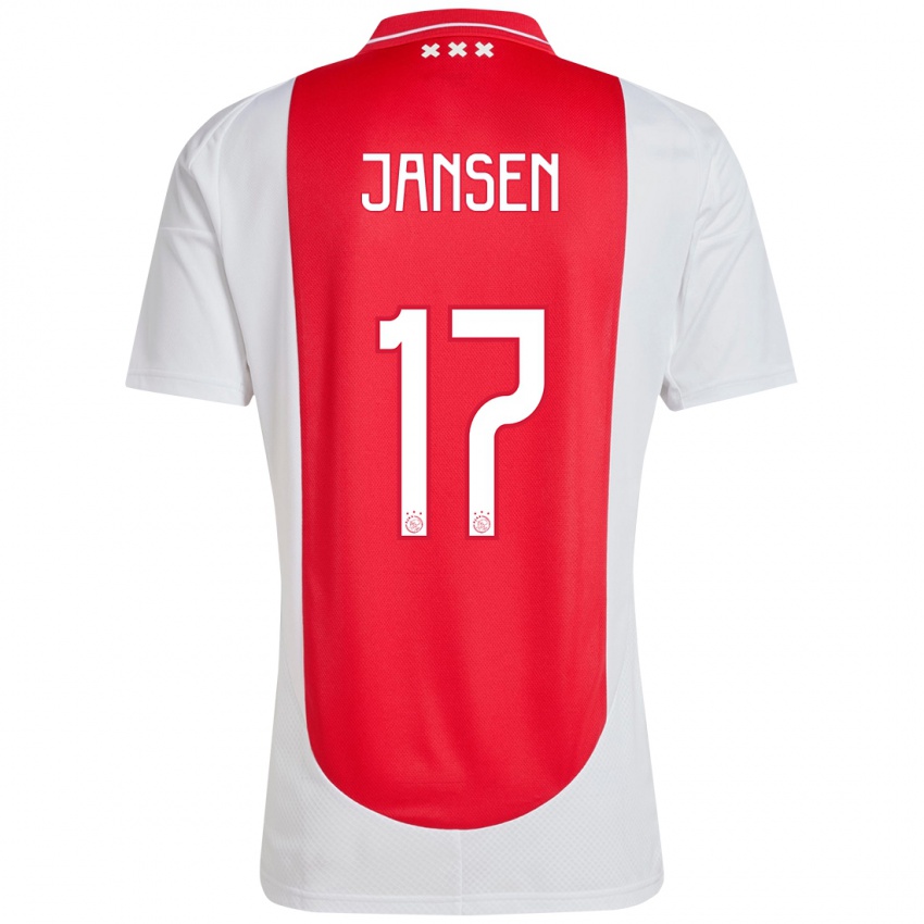 Niño Camiseta Bente Jansen #17 Rojo Blanco 1ª Equipación 2024/25 La Camisa