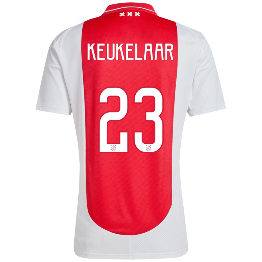 Niño Camiseta Lotte Keukelaar #23 Rojo Blanco 1ª Equipación 2024/25 La Camisa