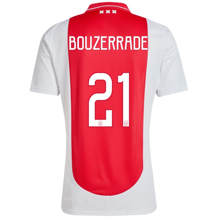 Niño Camiseta Zaina Bouzerrade #21 Rojo Blanco 1ª Equipación 2024/25 La Camisa