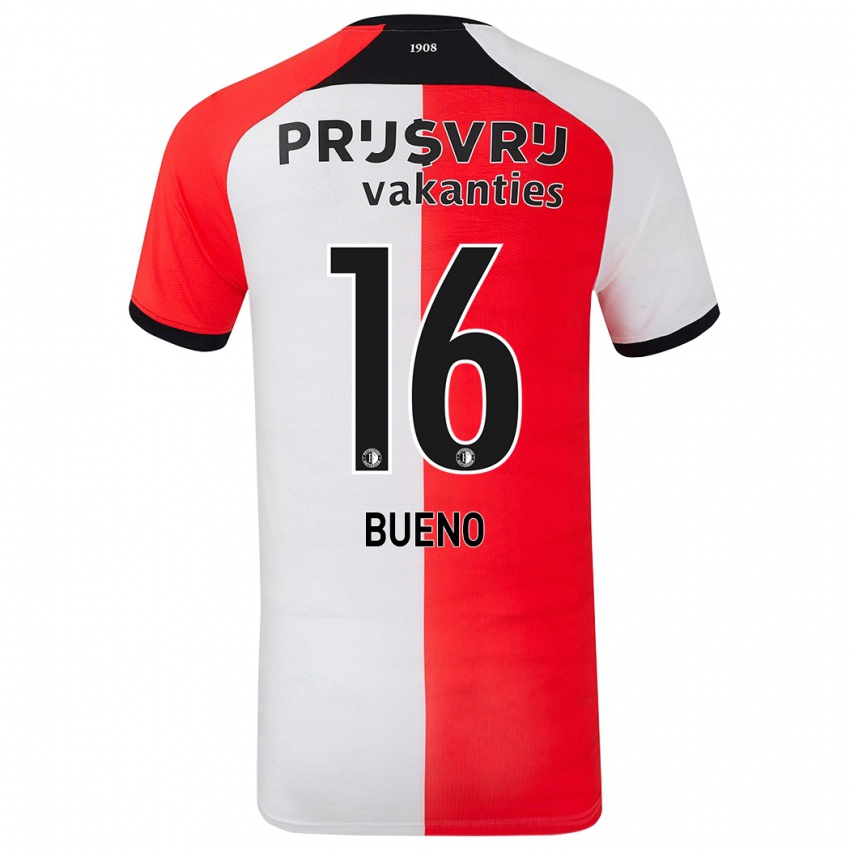 Niño Camiseta Hugo Bueno #16 Rojo Blanco 1ª Equipación 2024/25 La Camisa