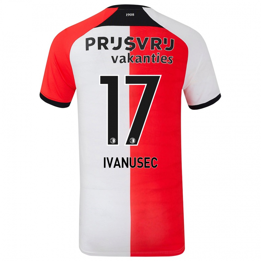 Niño Camiseta Luka Ivanusec #17 Rojo Blanco 1ª Equipación 2024/25 La Camisa