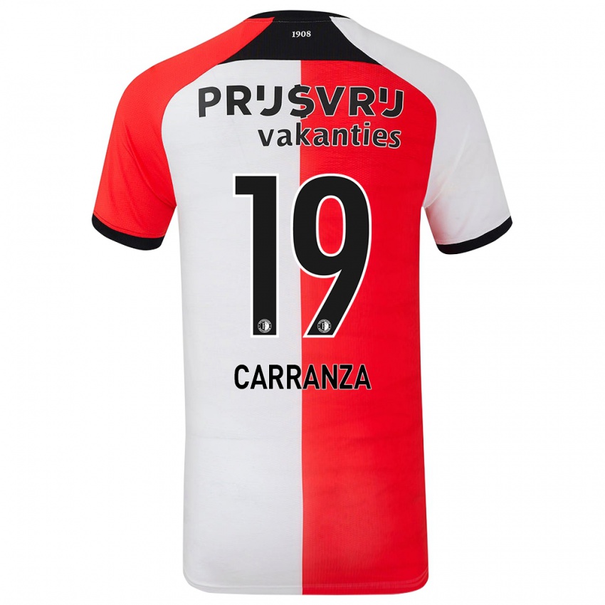 Niño Camiseta Julián Carranza #19 Rojo Blanco 1ª Equipación 2024/25 La Camisa