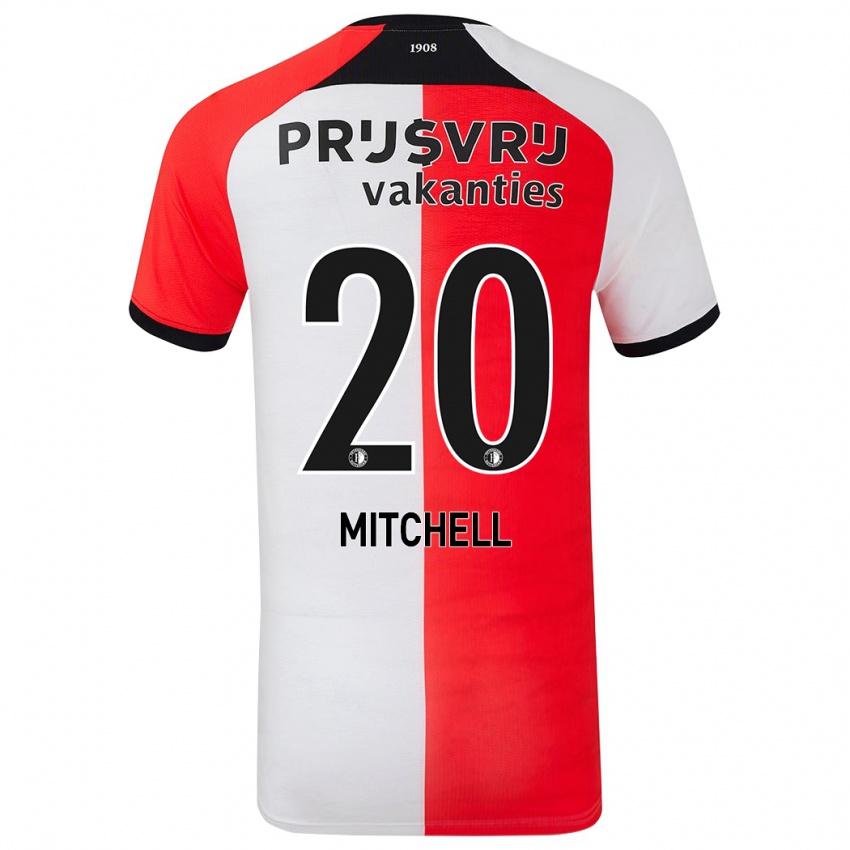 Niño Camiseta Jeyland Mitchell #20 Rojo Blanco 1ª Equipación 2024/25 La Camisa