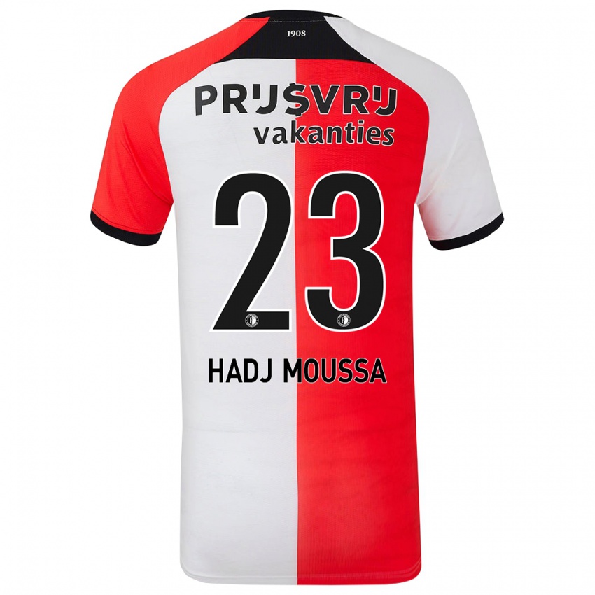 Niño Camiseta Anis Hadj Moussa #23 Rojo Blanco 1ª Equipación 2024/25 La Camisa