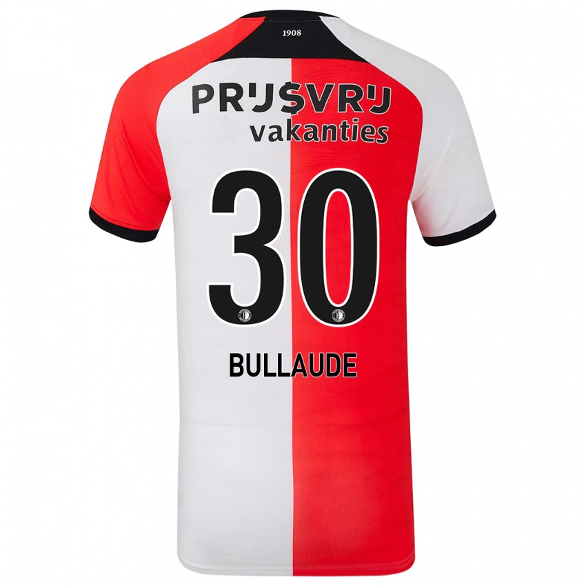 Niño Camiseta Ezequiel Bullaude #30 Rojo Blanco 1ª Equipación 2024/25 La Camisa