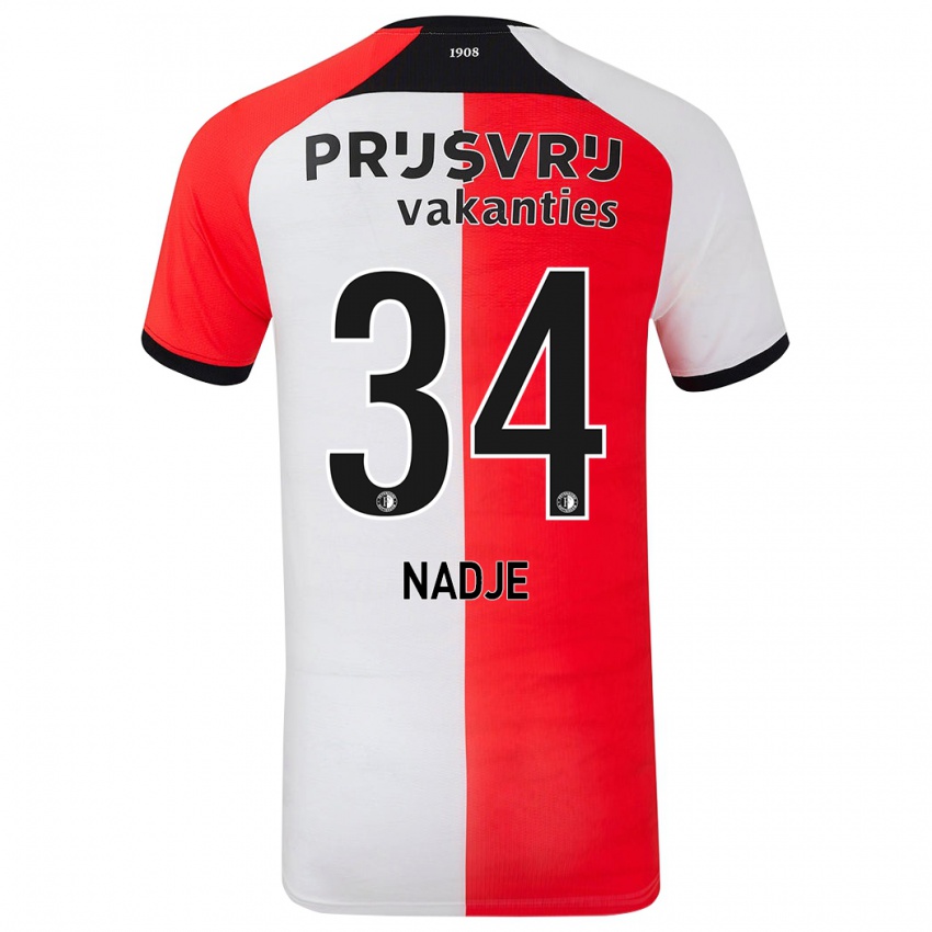 Niño Camiseta Chris-Kévin Nadje #34 Rojo Blanco 1ª Equipación 2024/25 La Camisa