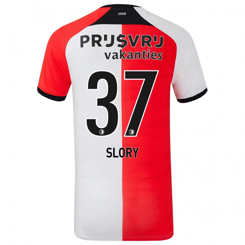 Niño Camiseta Jaden Slory #37 Rojo Blanco 1ª Equipación 2024/25 La Camisa