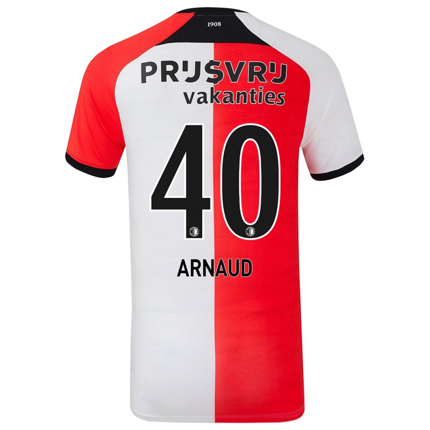 Niño Camiseta Lugene Arnaud #40 Rojo Blanco 1ª Equipación 2024/25 La Camisa