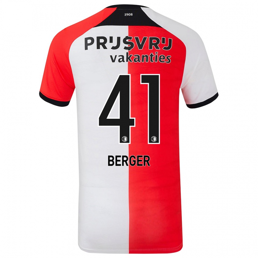 Niño Camiseta Mannou Berger #41 Rojo Blanco 1ª Equipación 2024/25 La Camisa