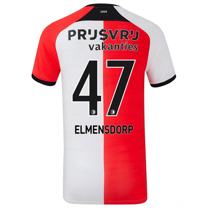 Niño Camiseta Paris Elmensdorp #47 Rojo Blanco 1ª Equipación 2024/25 La Camisa