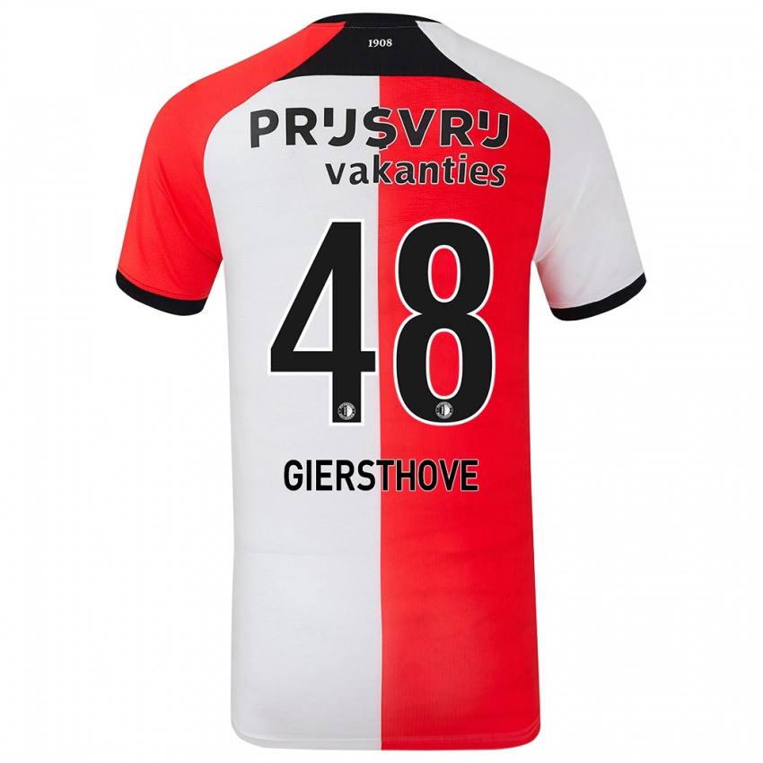 Niño Camiseta Djomar Giersthove #48 Rojo Blanco 1ª Equipación 2024/25 La Camisa