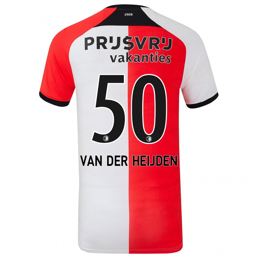 Niño Camiseta Delano Van Der Heijden #50 Rojo Blanco 1ª Equipación 2024/25 La Camisa