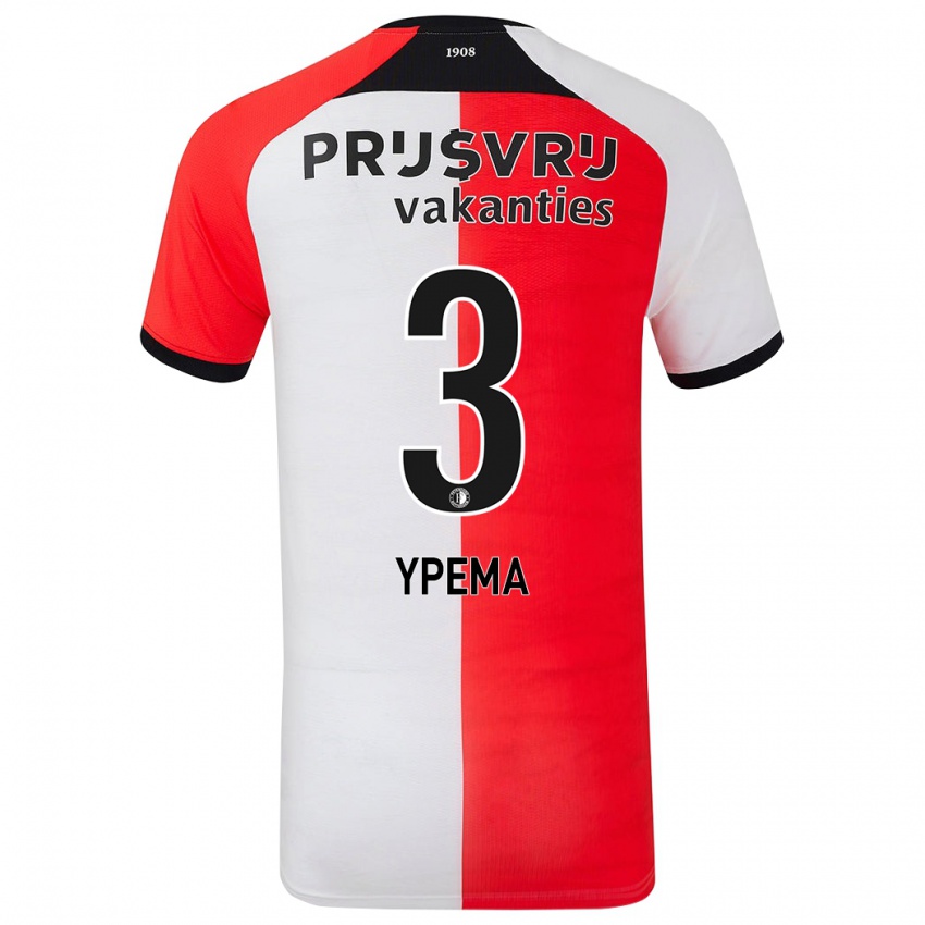 Niño Camiseta Danique Ypema #3 Rojo Blanco 1ª Equipación 2024/25 La Camisa