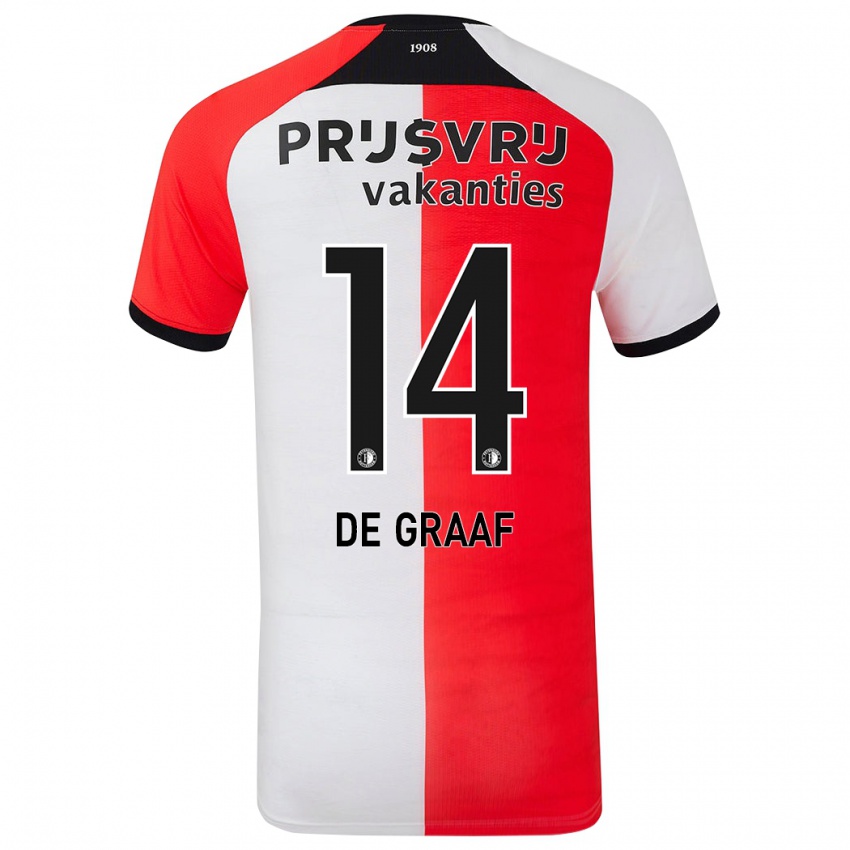 Niño Camiseta Esmee De Graaf #14 Rojo Blanco 1ª Equipación 2024/25 La Camisa