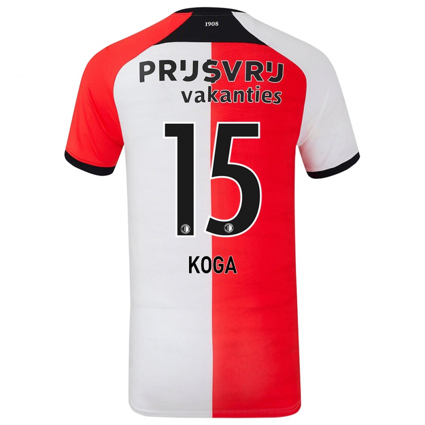 Niño Camiseta Tōko Koga #15 Rojo Blanco 1ª Equipación 2024/25 La Camisa