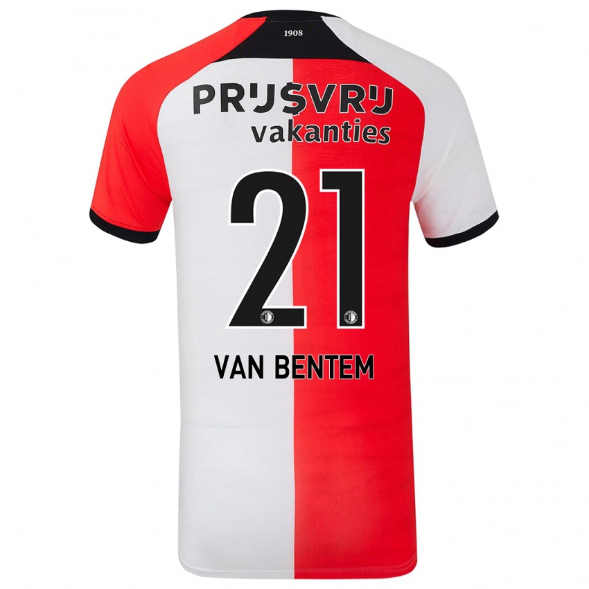 Niño Camiseta Tess Van Bentem #21 Rojo Blanco 1ª Equipación 2024/25 La Camisa