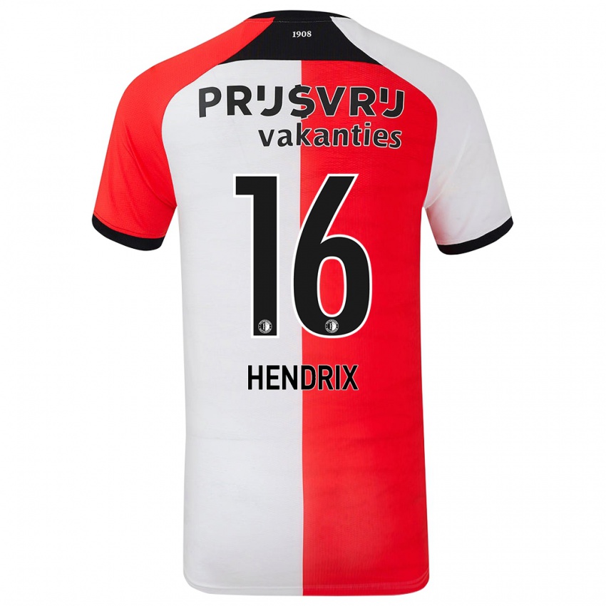 Niño Camiseta Jorrit Hendrix #16 Rojo Blanco 1ª Equipación 2024/25 La Camisa