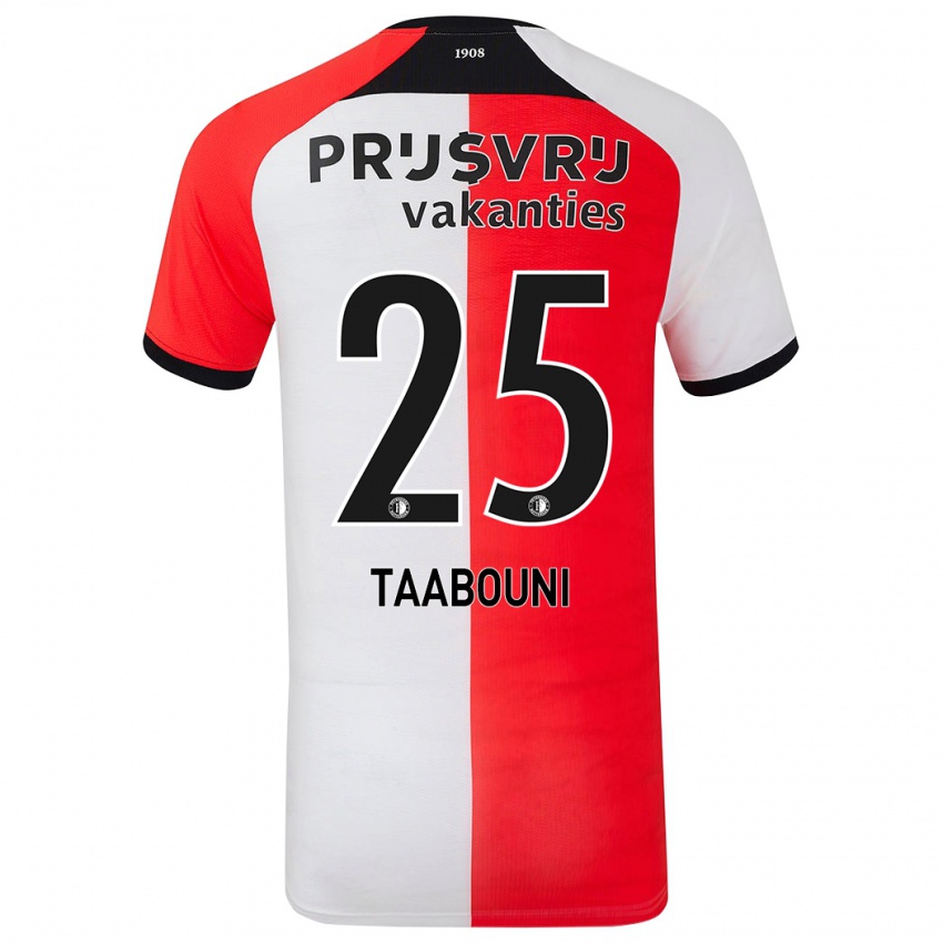 Niño Camiseta Mohamed Taabouni #25 Rojo Blanco 1ª Equipación 2024/25 La Camisa