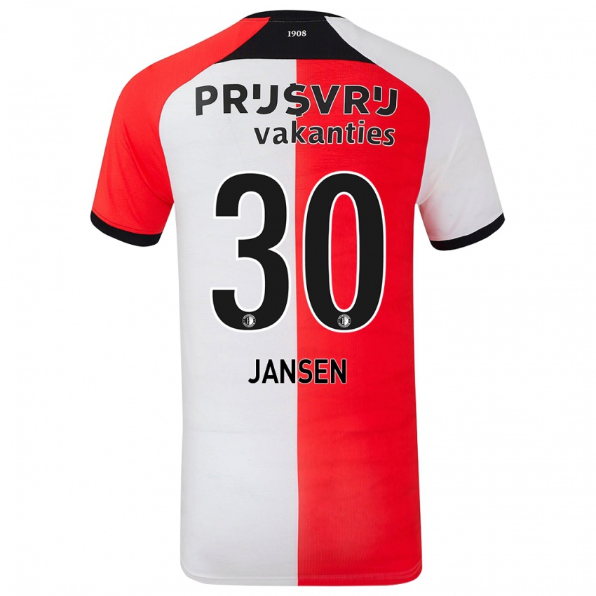 Niño Camiseta Thijs Jansen #30 Rojo Blanco 1ª Equipación 2024/25 La Camisa