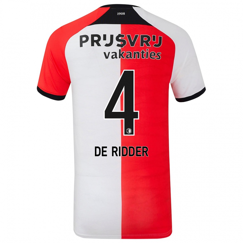 Niño Camiseta Robine De Ridder #4 Rojo Blanco 1ª Equipación 2024/25 La Camisa