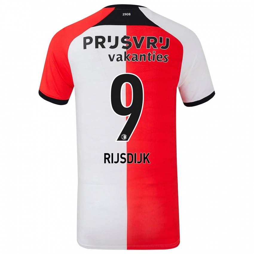 Niño Camiseta Pia Rijsdijk #9 Rojo Blanco 1ª Equipación 2024/25 La Camisa