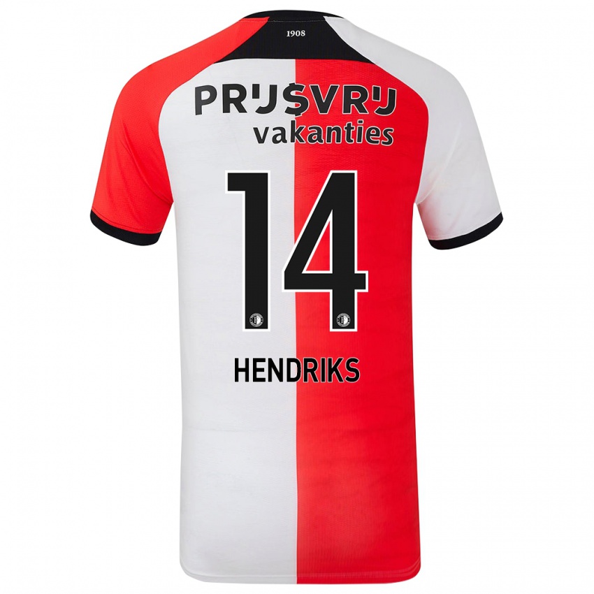 Niño Camiseta Kim Hendriks #14 Rojo Blanco 1ª Equipación 2024/25 La Camisa