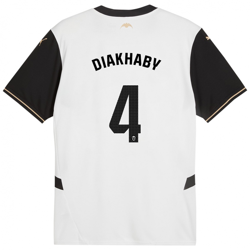 Niño Camiseta Mouctar Diakhaby #4 Blanco Negro 1ª Equipación 2024/25 La Camisa