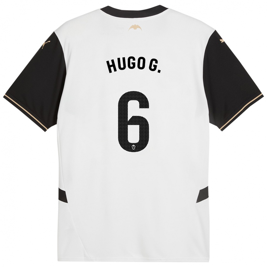 Niño Camiseta Hugo Guillamon #6 Blanco Negro 1ª Equipación 2024/25 La Camisa