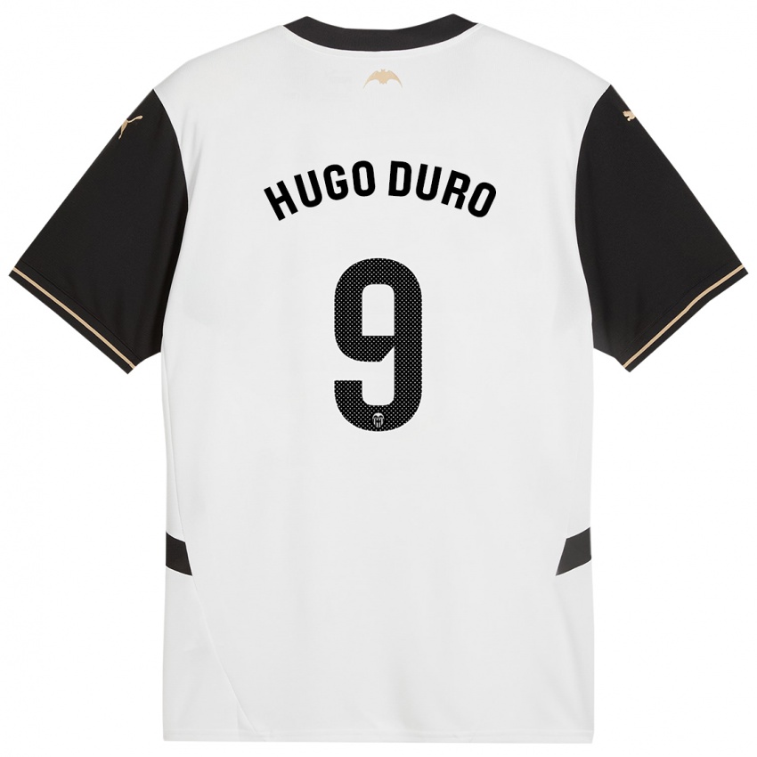 Niño Camiseta Hugo Duro #9 Blanco Negro 1ª Equipación 2024/25 La Camisa