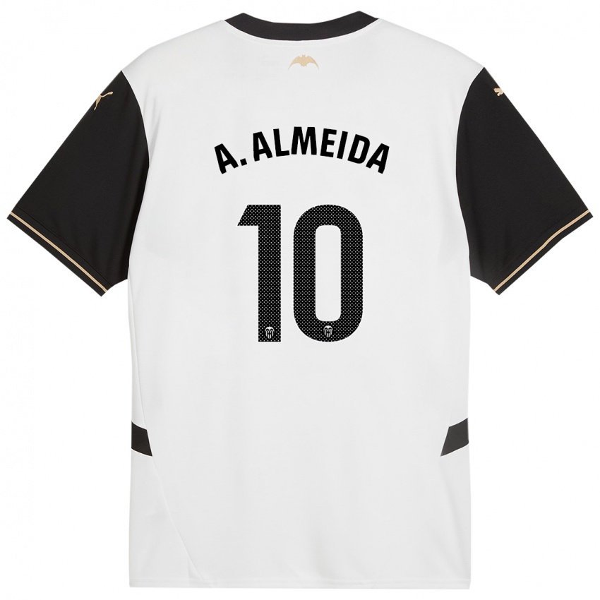 Niño Camiseta André Almeida #10 Blanco Negro 1ª Equipación 2024/25 La Camisa