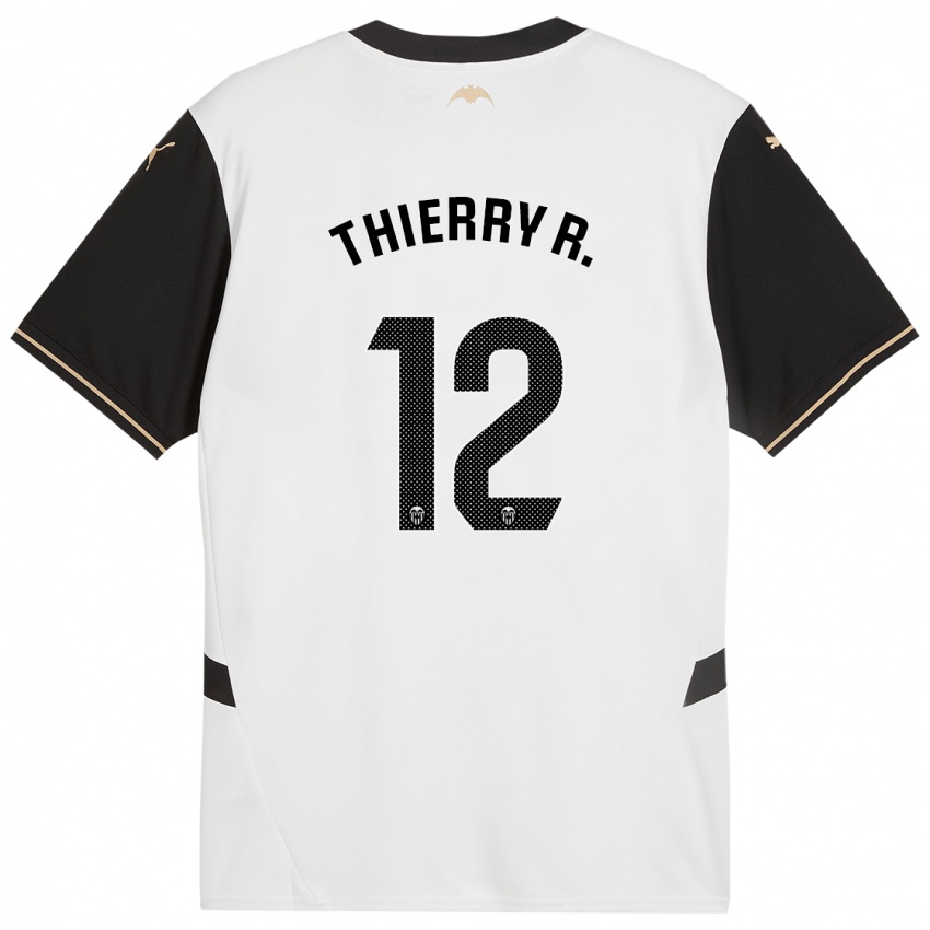 Niño Camiseta Thierry Correia #12 Blanco Negro 1ª Equipación 2024/25 La Camisa