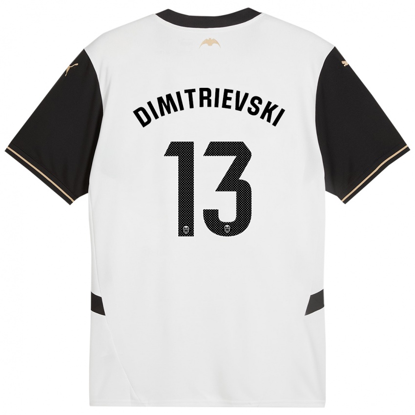 Niño Camiseta Stole Dimitrievski #13 Blanco Negro 1ª Equipación 2024/25 La Camisa