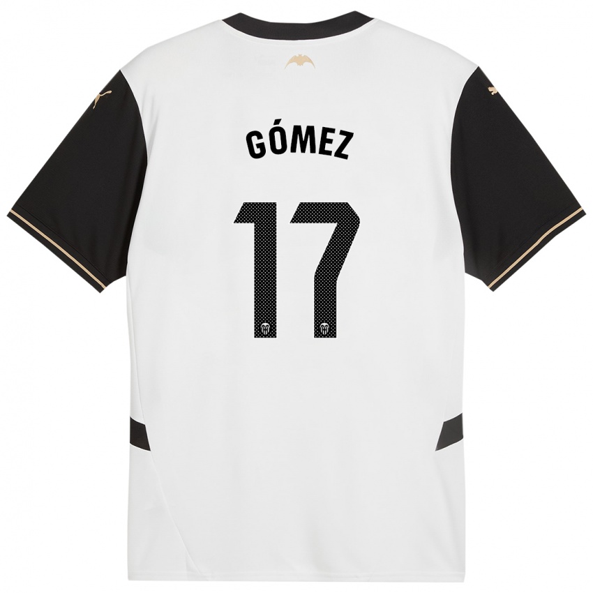 Niño Camiseta Dani Gómez #17 Blanco Negro 1ª Equipación 2024/25 La Camisa