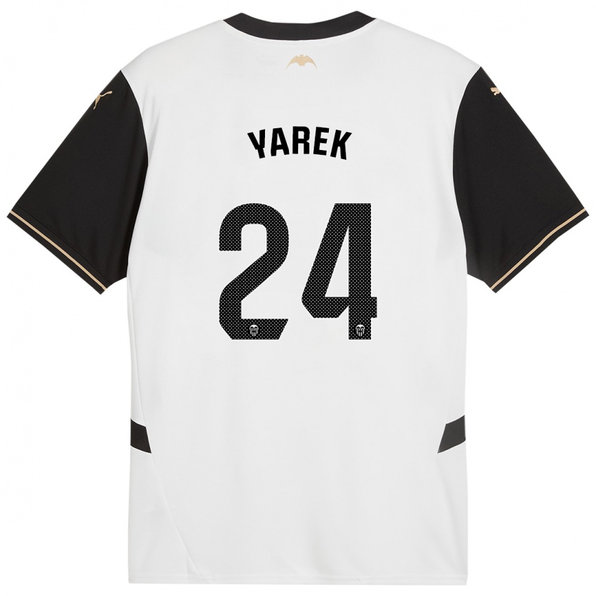 Niño Camiseta Yarek Gasiorowski #24 Blanco Negro 1ª Equipación 2024/25 La Camisa