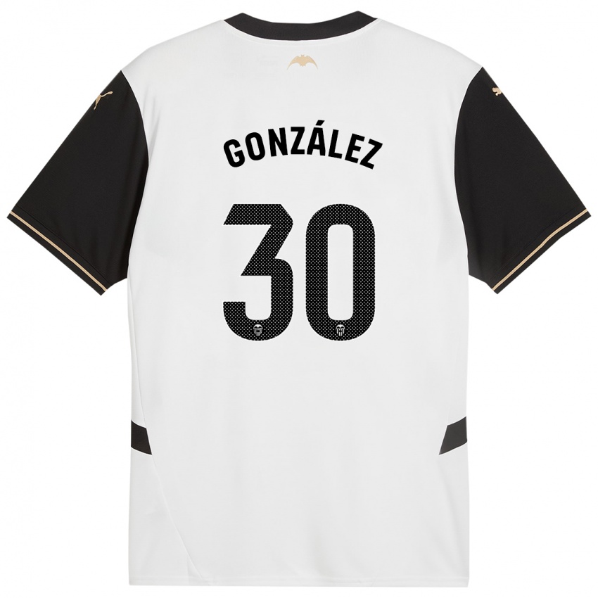 Niño Camiseta Hugo González #30 Blanco Negro 1ª Equipación 2024/25 La Camisa