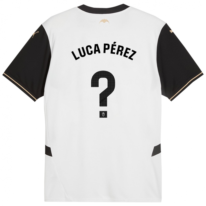 Niño Camiseta Simón Luca Pérez #0 Blanco Negro 1ª Equipación 2024/25 La Camisa