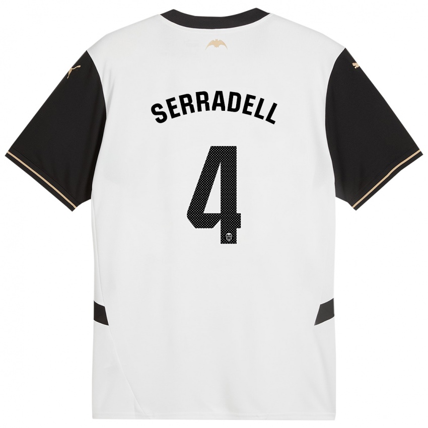 Niño Camiseta Álex Serradell #4 Blanco Negro 1ª Equipación 2024/25 La Camisa