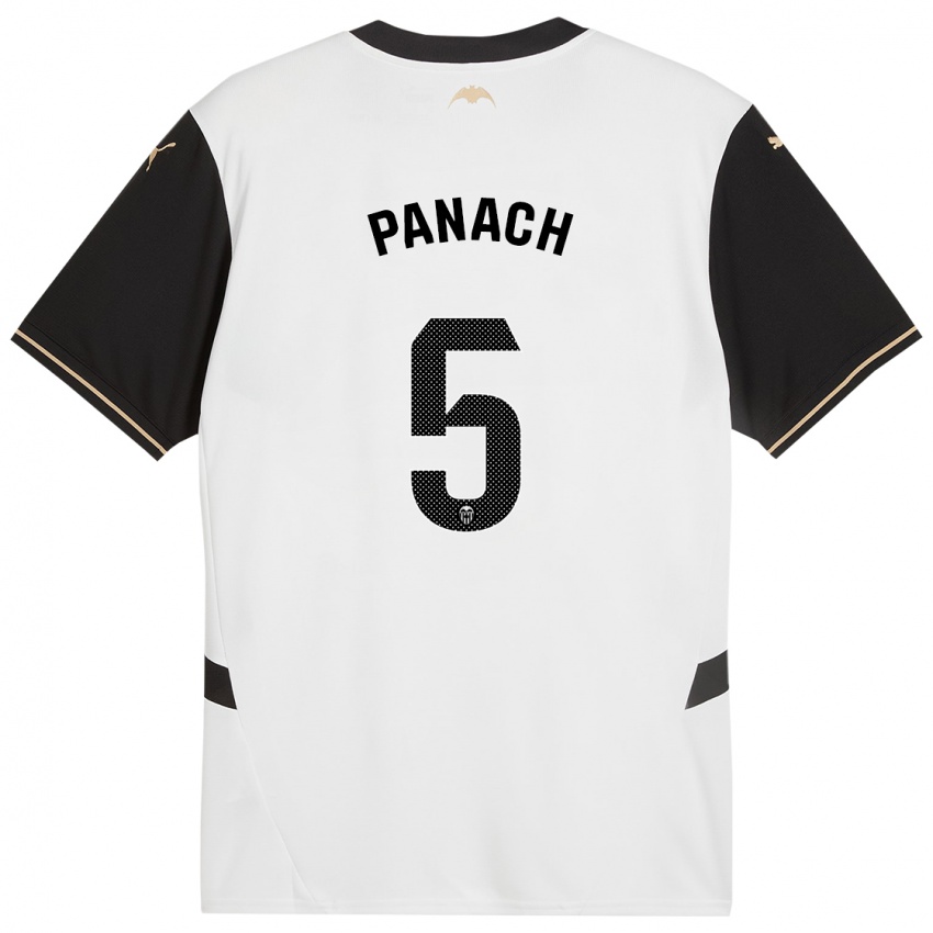 Niño Camiseta Alejandro Panach #5 Blanco Negro 1ª Equipación 2024/25 La Camisa