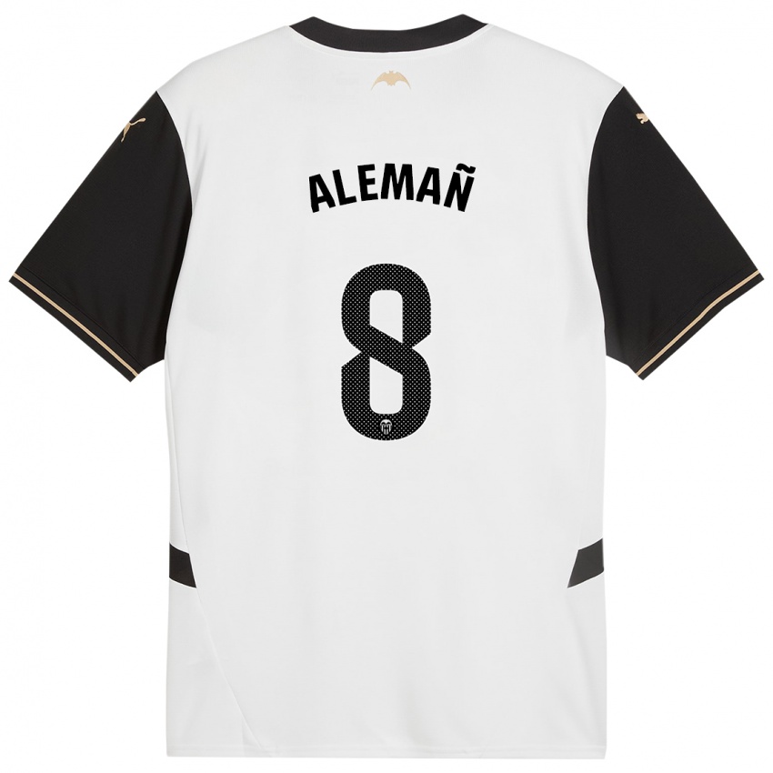 Niño Camiseta Pedro Alemañ #8 Blanco Negro 1ª Equipación 2024/25 La Camisa