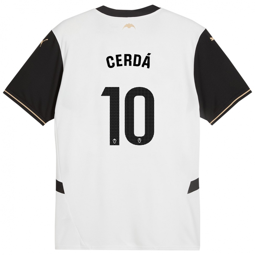 Niño Camiseta Alex Cerdá #10 Blanco Negro 1ª Equipación 2024/25 La Camisa